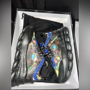 Versace Men's Black and Blue Multicolor Sneakers fit women’s size 8